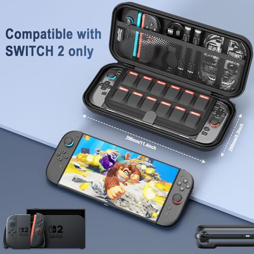 HEYSTOP Switch 2 Case for Nintendo Switch 2, Protective Carrying Case Set with PC Switch 2 Cover and TPU Grip Cover for Switch 2 Joycon, Large Capacity Storage Design for Nintendo Switch 2 Accessories - Image 2
