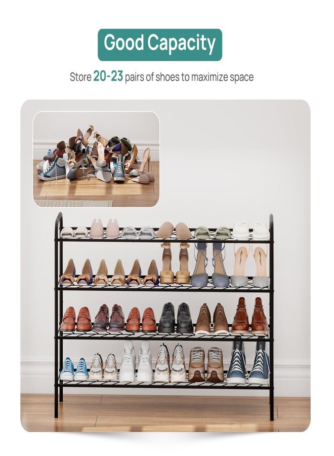 viewcare Long Shoe Rack for Closet, 4-Tier Extra Long Shoe Rack for Entryway & Garage, Black Shoe Organizer Holds 20-23 Pairs, Sturdy Metal Construction - Image 3