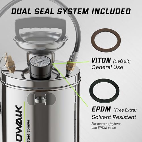 ASTRWK 2 Gallon Stainless Steel Pump Sprayer, Heavy Duty Lawn & Garden Sprayer with 20" Wand & 4FT Hose for Weed Killer, Fertilizer & Pest Control, Durable Pressure Sprayer with Viton Seals - Image 5