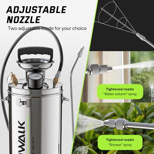 ASTRWK 2 Gallon Stainless Steel Pump Sprayer, Heavy Duty Lawn & Garden Sprayer with 20" Wand & 4FT Hose for Weed Killer, Fertilizer & Pest Control, Durable Pressure Sprayer with Viton Seals - Image 4