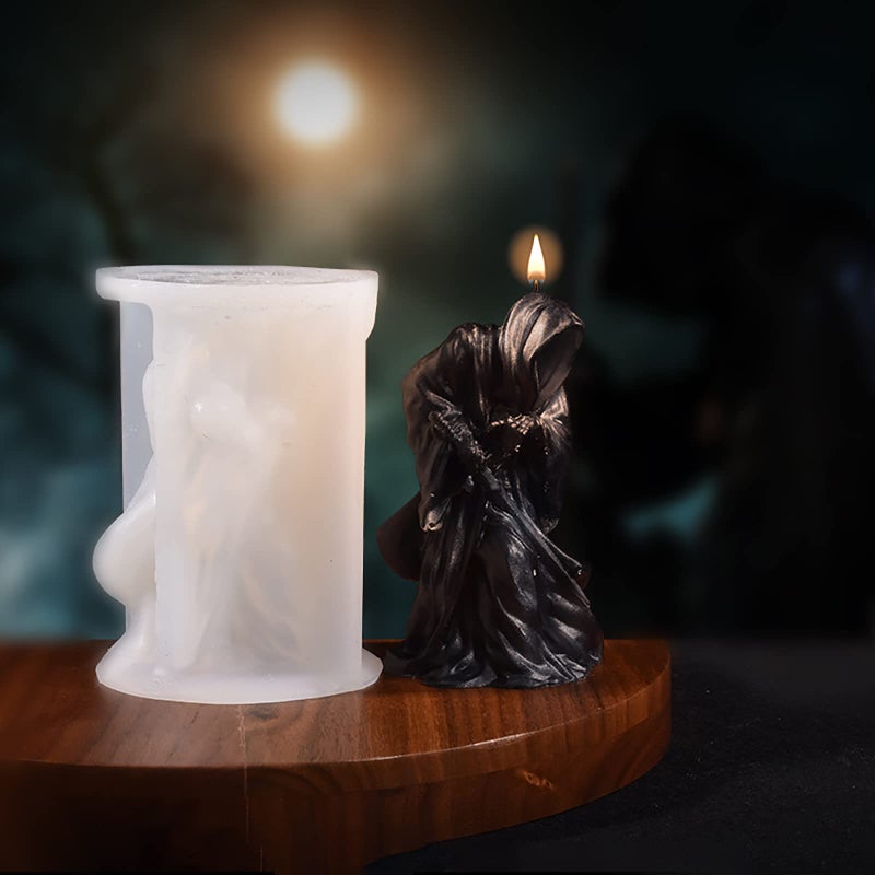 ESEDAGE 4 Inch Shadow Man Candle Skull Head Resin Mold - Resin Casting Silicone Molds for Home Decor & Candle Making Wave Spiral Mold - Image 5
