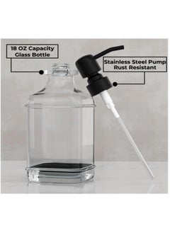 FUFU 2Pcs 18oz Soap Dispenser   Antique Design Thick Glass Hand Soap Dispensers  - Image 3