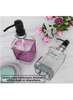 FUFU 2Pcs 18oz Soap Dispenser   Antique Design Thick Glass Hand Soap Dispensers  - Image 4