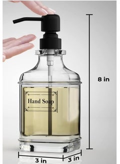 FUFU 2Pcs 18oz Soap Dispenser   Antique Design Thick Glass Hand Soap Dispensers  - Image 2