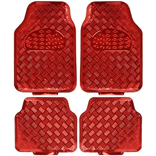 BDK Red All Weather Heavy Duty Car Floor Mats Interior Liners for Auto Van Truck SUV, Fits Front & Rear - Image 1