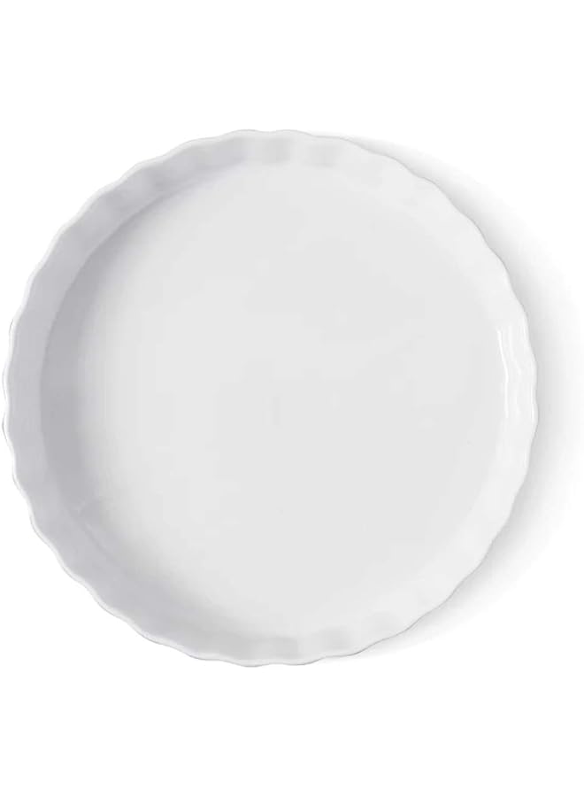 S-TOP Deep Pie Dish Porcelain Baking Mould Plate and Pizza Pan, Round Ceramic Pie Pan and Fluted Cake Baking Tray (20cm) - Image 1