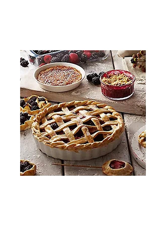 S-TOP Deep Pie Dish Porcelain Baking Mould Plate and Pizza Pan, Round Ceramic Pie Pan and Fluted Cake Baking Tray (20cm) - Image 4