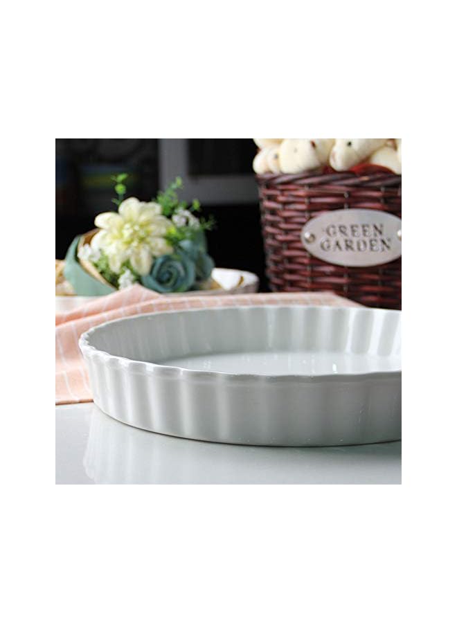 S-TOP Deep Pie Dish Porcelain Baking Mould Plate and Pizza Pan, Round Ceramic Pie Pan and Fluted Cake Baking Tray (20cm) - Image 3