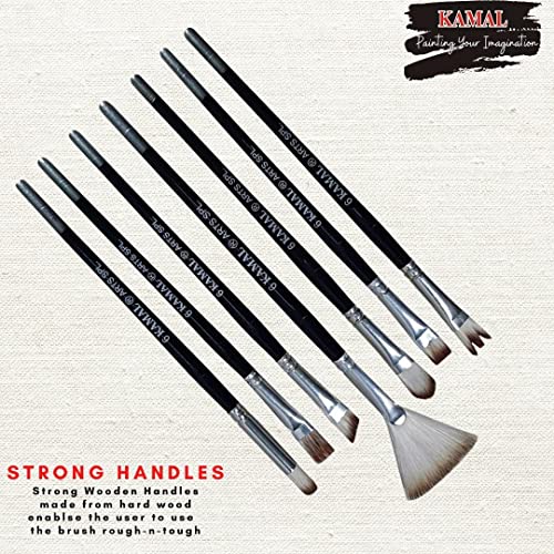 KAMAL Combo Pack of Artist Quality Exotic Mix Paint Brush Set for Acrylic Painting, Oil Painting with Flat CHAPTA Golden Synthetic Hair Painting Brushes (TAKLON) - 38MM - Image 2