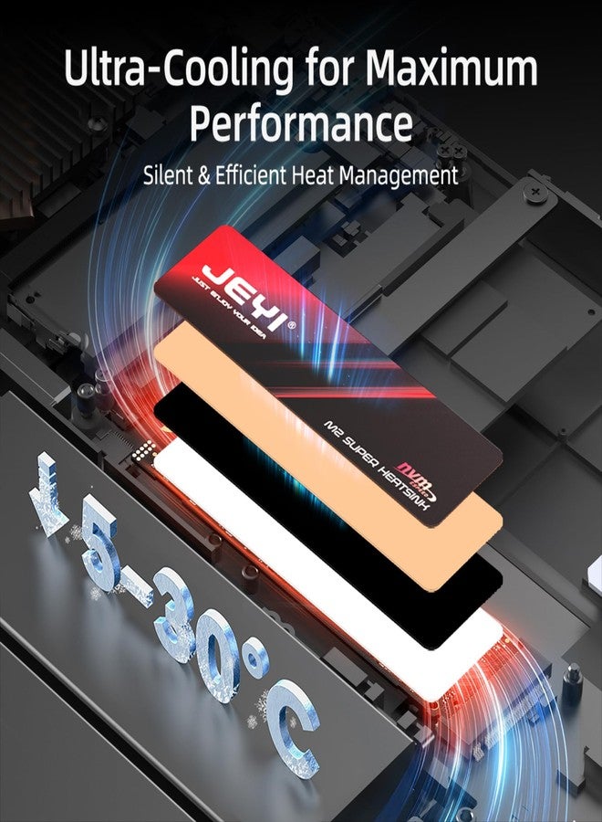 جيي مشتت حراري JEYI M.2 2280 SSD، مصنوع من الجرافين ورقائق النحاس، فائق الرقة بسمك 0.5 مم، موصلية حرارية 1500 واط/متر كلفن، لمحركات أقراص الحالة الصلبة NVMe/SATA (5 قطع) - Image 3