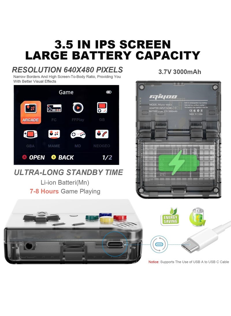 Miyoo - Miyoo Mini Plus Handheld Game Console, with Dedicated Storage Case, 3.5 Inch IPS 640x480 Screen, 64G/128G TF Card with 10,000+ Games, 3000mAh 7+Hours Battery, Support Wireless Network (Purple 64G) - Image 1