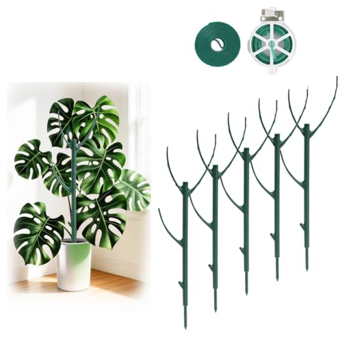 YOYOKIT 5 Pack Stackable Plant Support Stakes 38inch Climbing Plant Sticks Structures for Monstera with Garden Ties Durable Alternative to Moss Pole for Indoor Outdoor Plants - Image 1