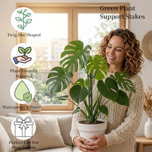 YOYOKIT 5 Pack Stackable Plant Support Stakes 38inch Climbing Plant Sticks Structures for Monstera with Garden Ties Durable Alternative to Moss Pole for Indoor Outdoor Plants - Image 3