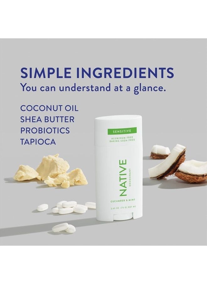 native Natural Native Sensitive Deodorant for Women and Men, Aluminum/Baking Soda/ Phthalate /Talc Free, Coconut Oil and Shea Butter | Cucumber & Mint (Sensitive)  - Image 3