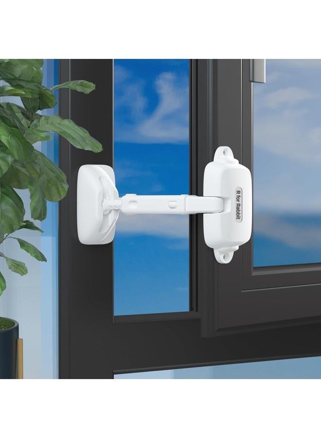 R for Rabbit قفل نافذة بروتيكتور بلس | قفل أمان للأطفال مع فتح قابل للتعديل | معتمد EN71 | لاصق 3M قوي | قفل أمان نافذة متين للأطفال (1 وحدة - أبيض) - Image 1