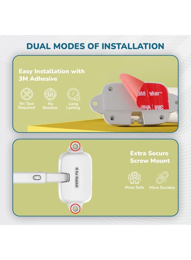R for Rabbit قفل نافذة بروتيكتور بلس | قفل أمان للأطفال مع فتح قابل للتعديل | معتمد EN71 | لاصق 3M قوي | قفل أمان نافذة متين للأطفال (1 وحدة - أبيض) - Image 2