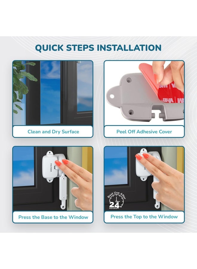 R for Rabbit قفل نافذة بروتيكتور بلس | قفل أمان للأطفال مع فتح قابل للتعديل | معتمد EN71 | لاصق 3M قوي | قفل أمان نافذة متين للأطفال (1 وحدة - أبيض) - Image 3