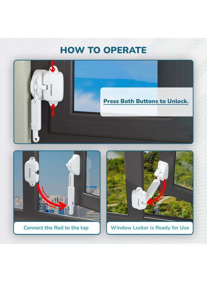 R for Rabbit قفل نافذة بروتيكتور بلس | قفل أمان للأطفال مع فتح قابل للتعديل | معتمد EN71 | لاصق 3M قوي | قفل أمان نافذة متين للأطفال (1 وحدة - أبيض) - Image 5