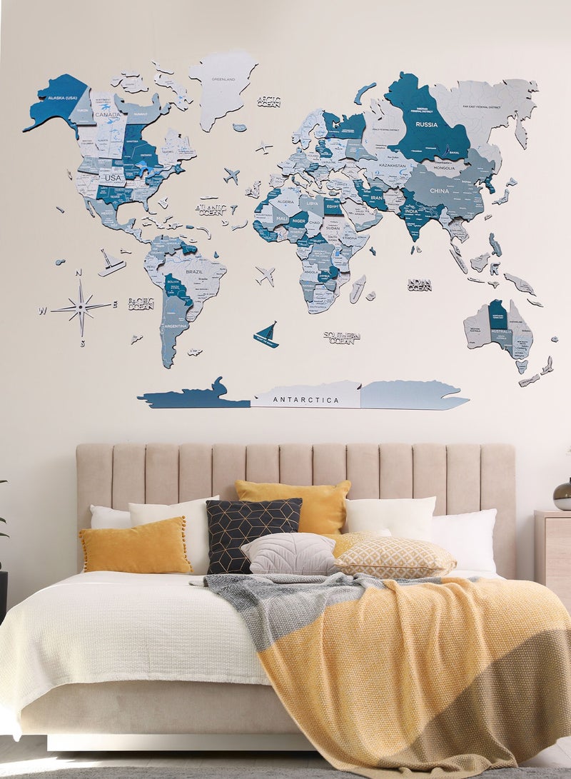 Enjoy The Wood 3D Wooden World Map Aqua Wall Decor - Versatile and Stunning Wall Art for Home, Kitchen, or Office - Perfect Gift Idea for Any Occasion, Intricately Designed, and Ideal for Travel Enthusiasts.  - Image 1