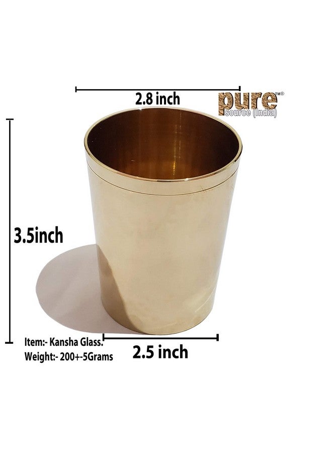 Pure Source India Bronze Kansa Glass Handmade, 1 Piece, 200 Ml, Gold - Image 2