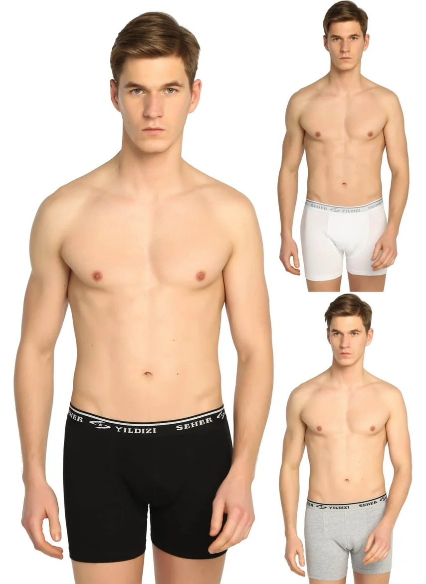 Seher Yıldızı Dawn Star Solid Color Combed Cotton Lycra Men's Boxer 6 Pack