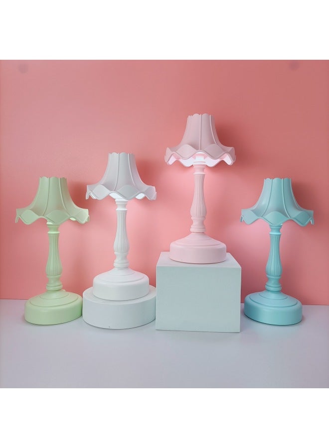 Cream Glue DIY Creative Lotus Leaf Table Lamp Macaron Color USB Rechargeable LED Lamp Bedside Lamp Dormitory Handmade Table Lamp-Color:058-1 White (Lamp Post Random)  - Image 2