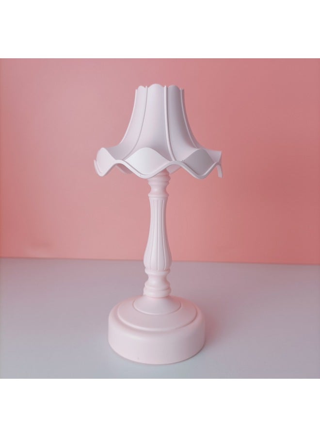 Cream Glue DIY Creative Lotus Leaf Table Lamp Macaron Color USB Rechargeable LED Lamp Bedside Lamp Dormitory Handmade Table Lamp-Color:058-1 White (Lamp Post Random)  - Image 5