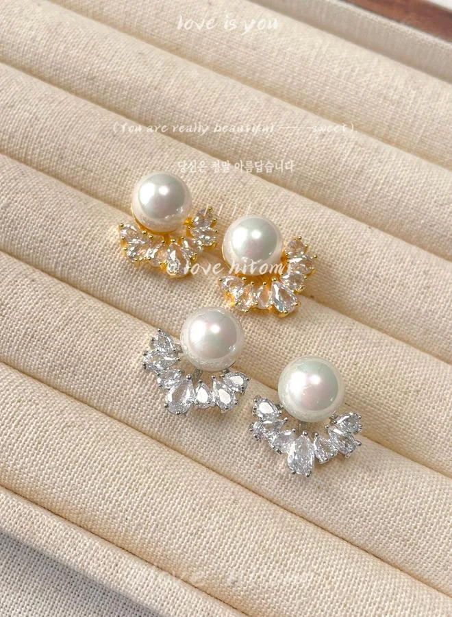 Take Two Take Two Gold Faux Pearl Decor Stud Earrings