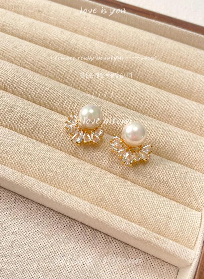 Take Two Take Two Gold Faux Pearl Decor Stud Earrings