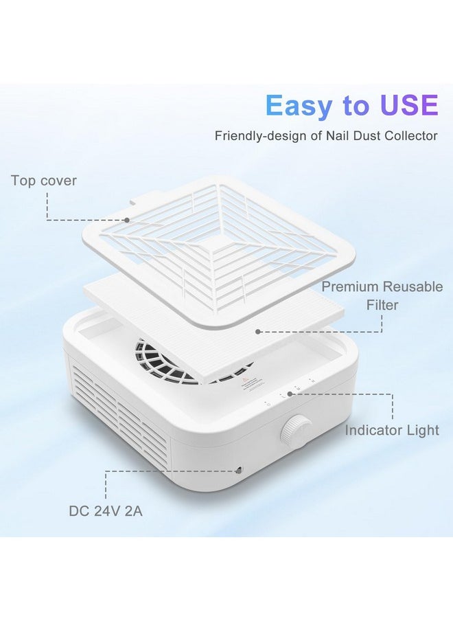CGBE - Nail Dust Collector, 120W Low Noise Dust Collector Nail Tech With Strong Suction Power, Professional 3-Speed Adjustment Nail Dust Collector Quiet For Nail Salon With Reusable Filters - Image 1
