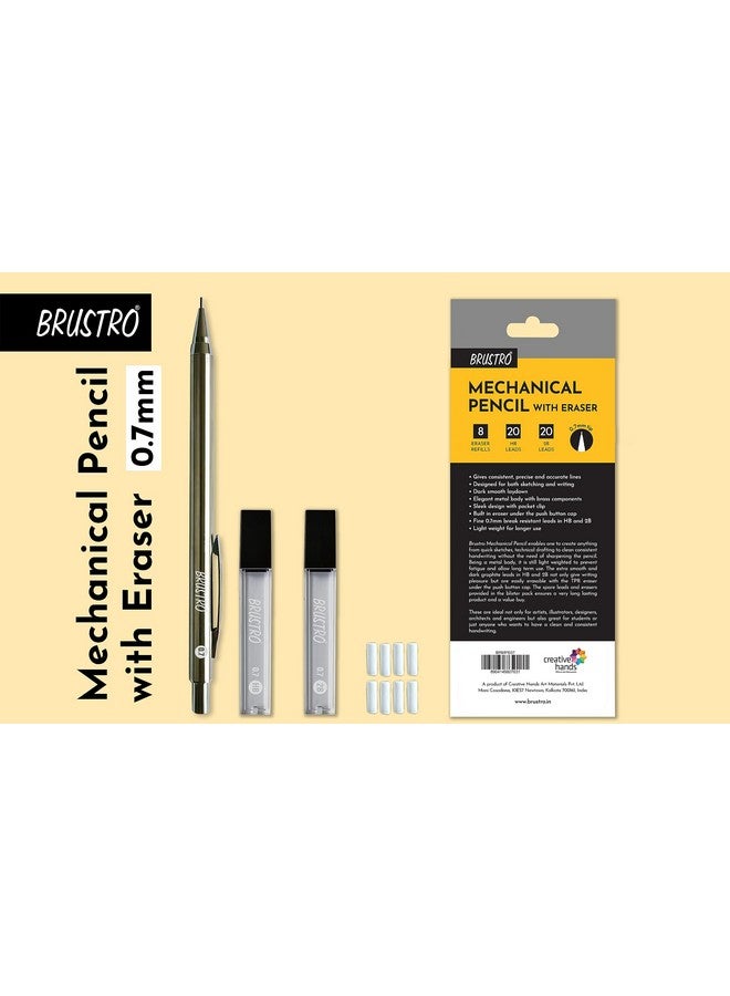 بروسترو طقم أقلام رصاص ميكانيكية | أقلام رصاص Hb-20، أقلام رصاص 2B-20، ممحاة احتياطية 8 وحدات | مقاس الطرف 0.7 مم | مثالي للطلاب والبالغين والمنزل والمدرسة والمكتب واستخدام القرطاسية | الكتابة والرسم والرسم وفن الماندالا - Image 3