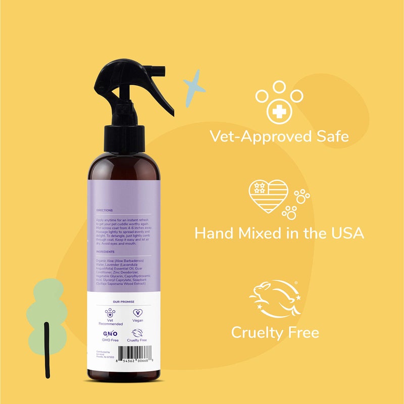 kin+kind Dog Deodorizing Spray - Safe, Natural, & Easy to Use Pet Odor Eliminator, Premium Cat/Dog Detangler Spray Formula Made w/Aloe, Dog Deodorizer for Smelly Dogs/Cats Made in The USA (12 fl oz) - Image 3