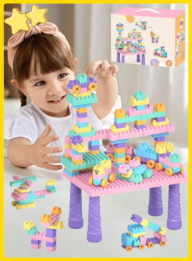 Building Block Set Small Building Block Table 360PCS Building Stacker Preschool Education Toys for 4 5 6+ Year Old Easy to Assemble Sensory Stacking Block Kit - Image 1
