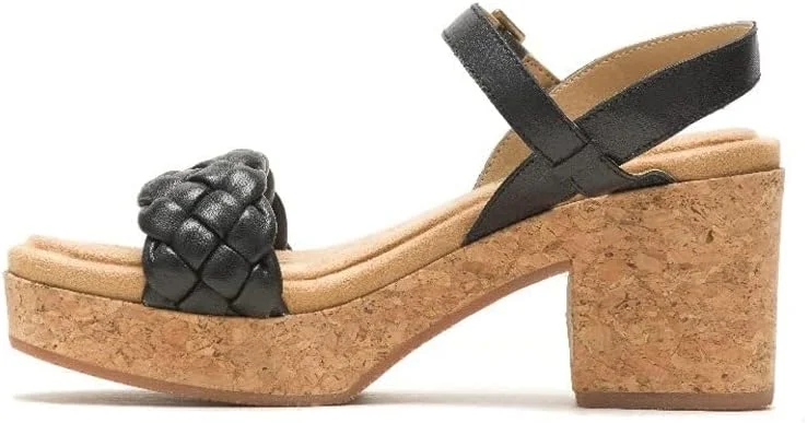 Hush Puppies HUSH PUPPIES Black Leather Platform Sandals