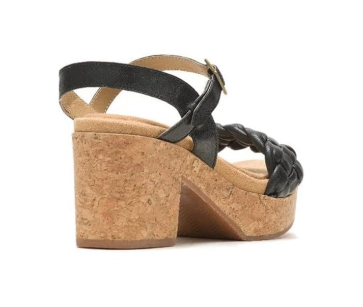 HUSH PUPPIES Black Leather Platform Sandals - Image 3