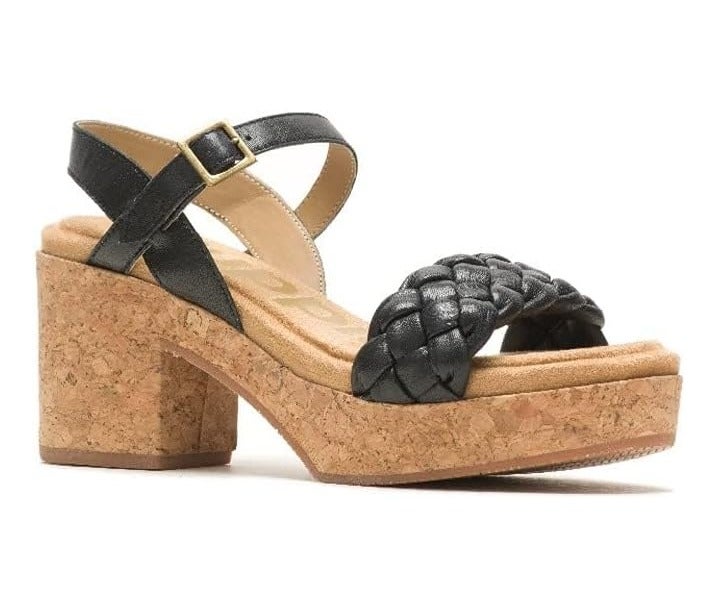HUSH PUPPIES Black Leather Platform Sandals - Image 4