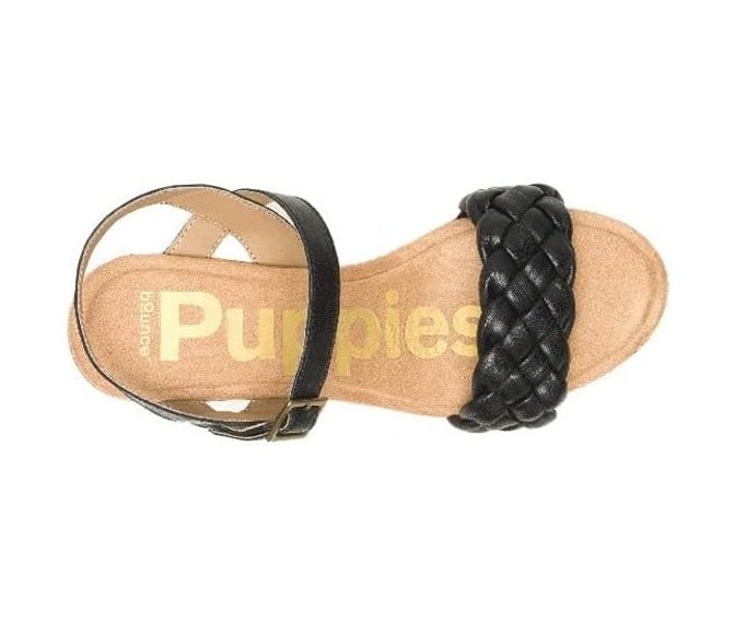 HUSH PUPPIES Black Leather Platform Sandals - Image 5