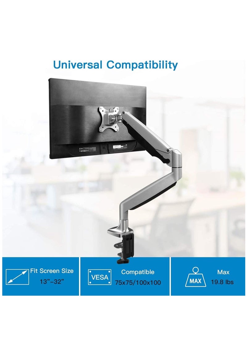 حامل شاشة أحادي الذراع من الألمنيوم الممتاز مع قاعدة تثبيت بالكلب وفتحة - Image 3