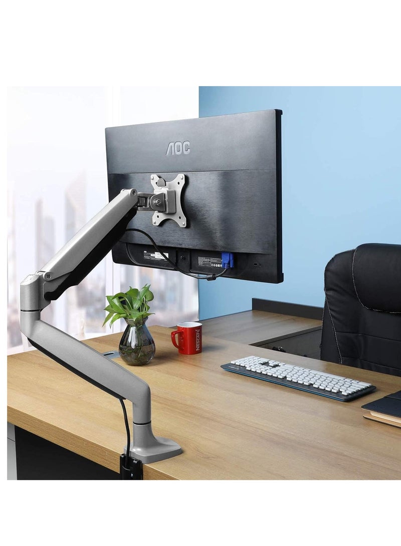 حامل شاشة أحادي الذراع من الألمنيوم الممتاز مع قاعدة تثبيت بالكلب وفتحة - Image 2