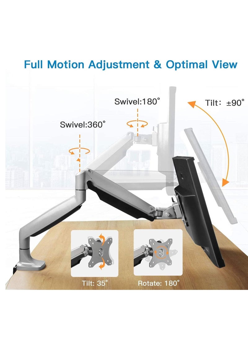 حامل شاشة أحادي الذراع من الألمنيوم الممتاز مع قاعدة تثبيت بالكلب وفتحة - Image 4