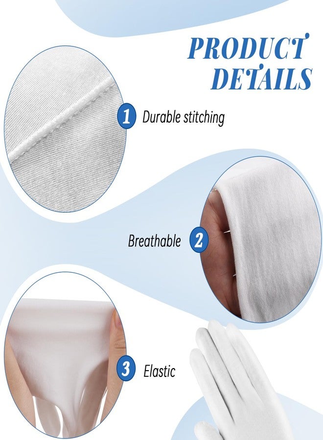 BOSMIOW 24 Pairs White Cotton Gloves,Extra Large Size Moisturizing Gloves Overnight,Washable Breathable Cotton Gloves,Jewelry Inspection Gloves,Spa Glove for Most Women - Image 3