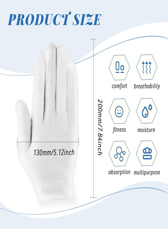 BOSMIOW 24 Pairs White Cotton Gloves,Extra Large Size Moisturizing Gloves Overnight,Washable Breathable Cotton Gloves,Jewelry Inspection Gloves,Spa Glove for Most Women - Image 2