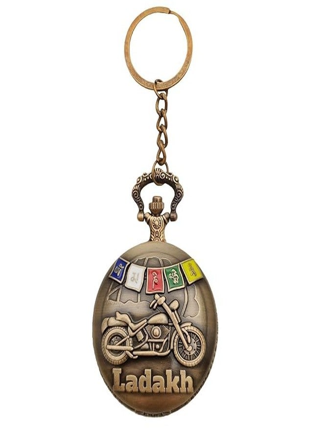 FowWelt Pocket Watch Metal Keychain Retro Vintage for Gifting With Key Ring Anti-Rust - Laddakh Bike - Image 1