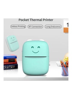 NIBEMINENT Mini Portable Thermal Printer with 1 Roll Paper Green/White  - Image 2