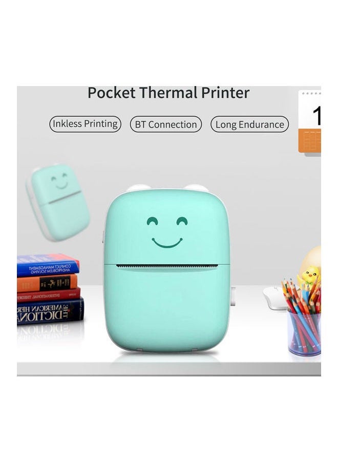 NIBEMINENT Mini Portable Thermal Printer with 1 Roll Paper Green/White  - Image 2