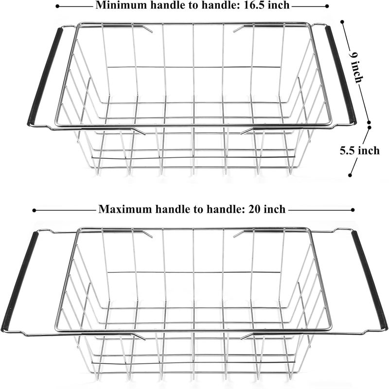 Orgneas Expandable Chest Freezer Basket, Stainless Steel Hanging Deep Freezer Organizer Bins Adjustable Handles (16.5" ~ 20") Wire Basket Storage Rack, Fits 5 Cu.FT and 7 Cu.Ft Chest Freezer - Image 3