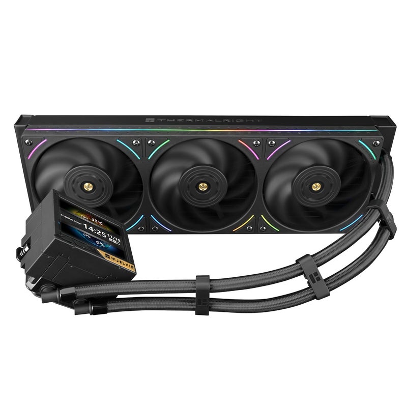Thermalright مبرد مياه المعالج ثيرمالرايت ميولنير فيجن 360 يو بي آر جي بي أسود، نظام تبريد مائي مع 3 مراوح PWM بسرعة 2150 دورة في الدقيقة، متوافق مع AM4/AM5 و Intel LGA1851/1700، شاشة LCD مغناطيسية قابلة للفصل بدقة 640 * 480 - Image 5