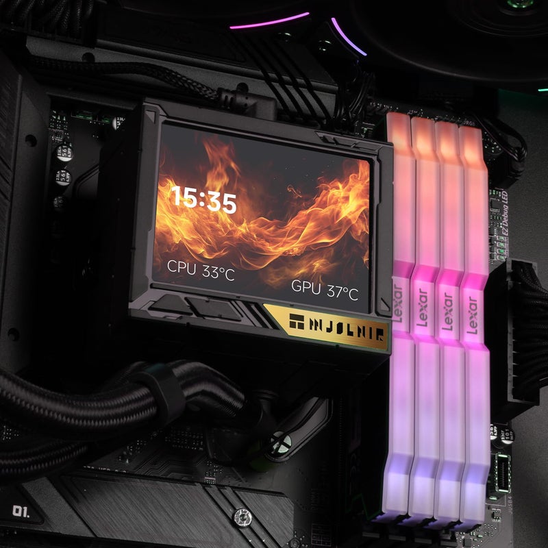Thermalright مبرد مياه المعالج ثيرمالرايت ميولنير فيجن 360 يو بي آر جي بي أسود، نظام تبريد مائي مع 3 مراوح PWM بسرعة 2150 دورة في الدقيقة، متوافق مع AM4/AM5 و Intel LGA1851/1700، شاشة LCD مغناطيسية قابلة للفصل بدقة 640 * 480 - Image 4