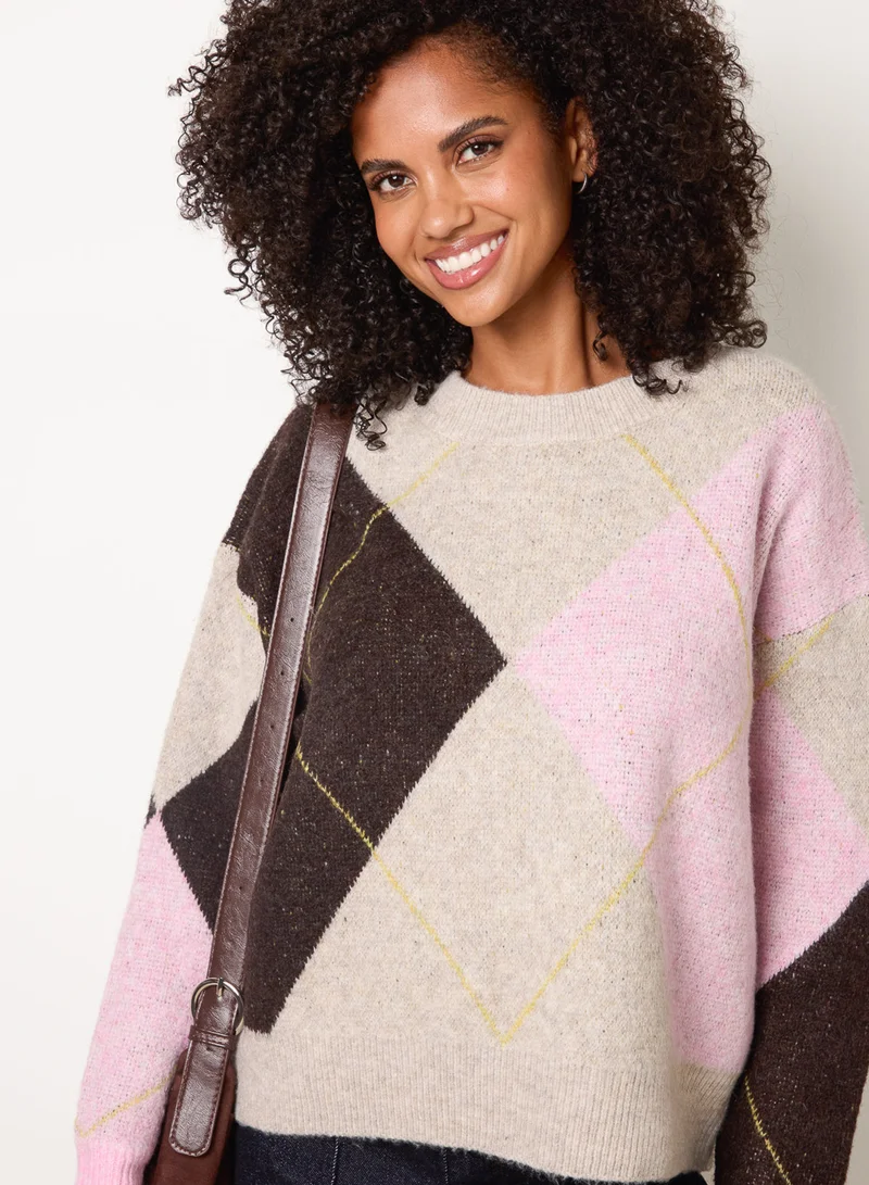 بلو فانيلا Argyle Knit Jumper