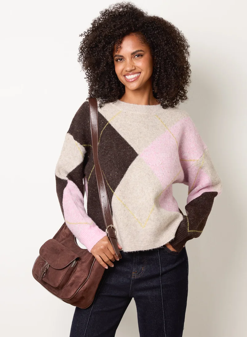 بلو فانيلا Argyle Knit Jumper